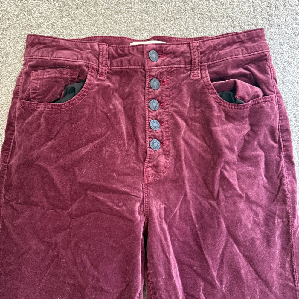 NWT Current Elliott Side Street Flare Corduroy Pants Claret Burgundy 30 Velvet - Picture 2 of 11